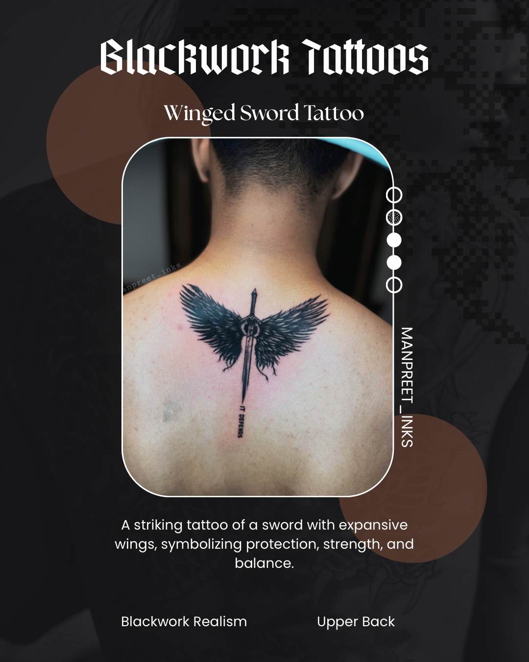 Winged Sword — Blackwork Realism by Manpreet Inks