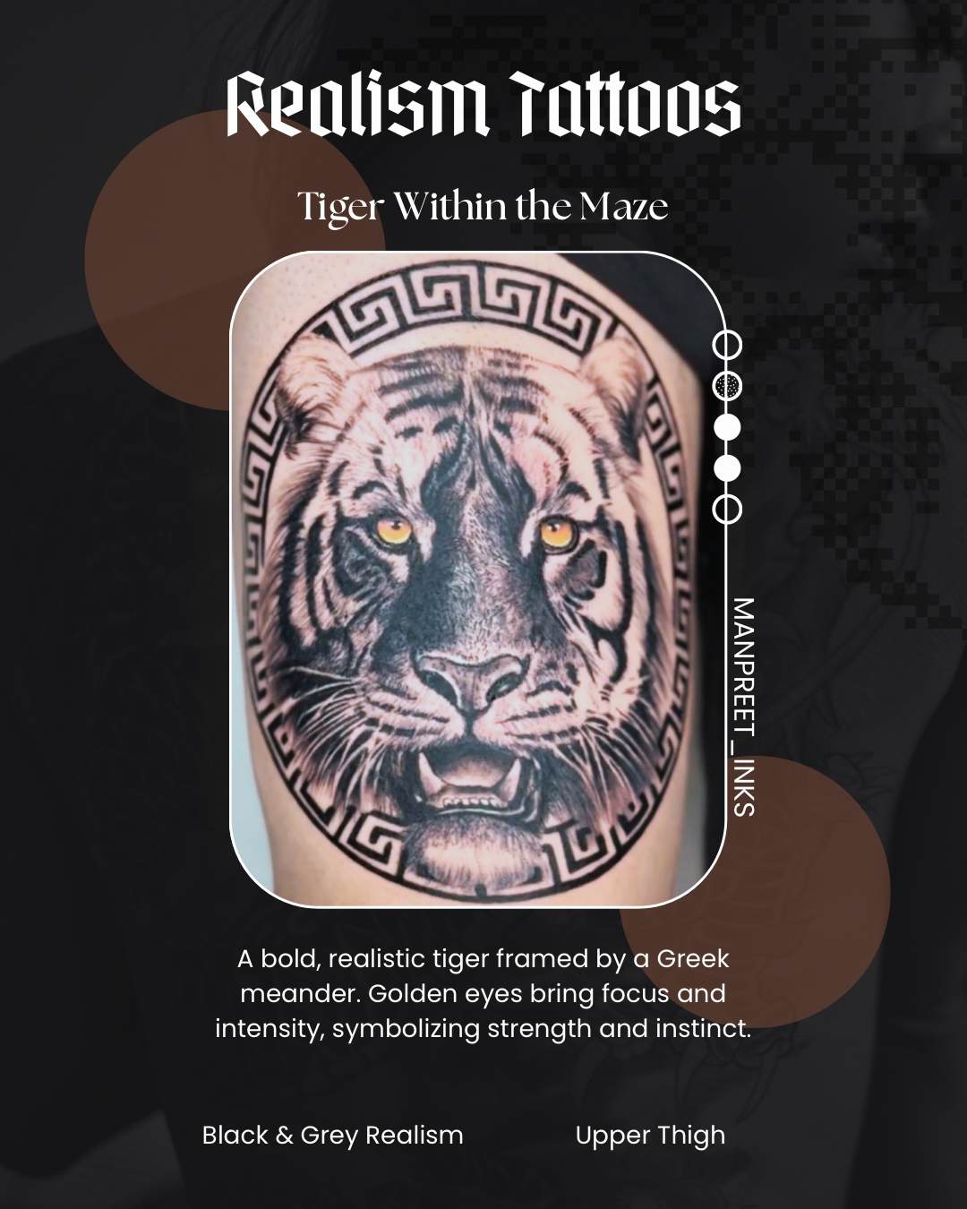 Tiger Within the Maze — Black & Grey Realism by Manpreet Inks