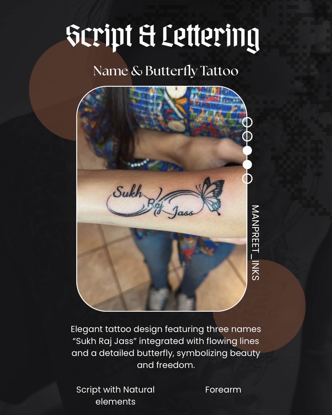 Name & Butterfly — Script · Natural Elements by Manpreet Inks