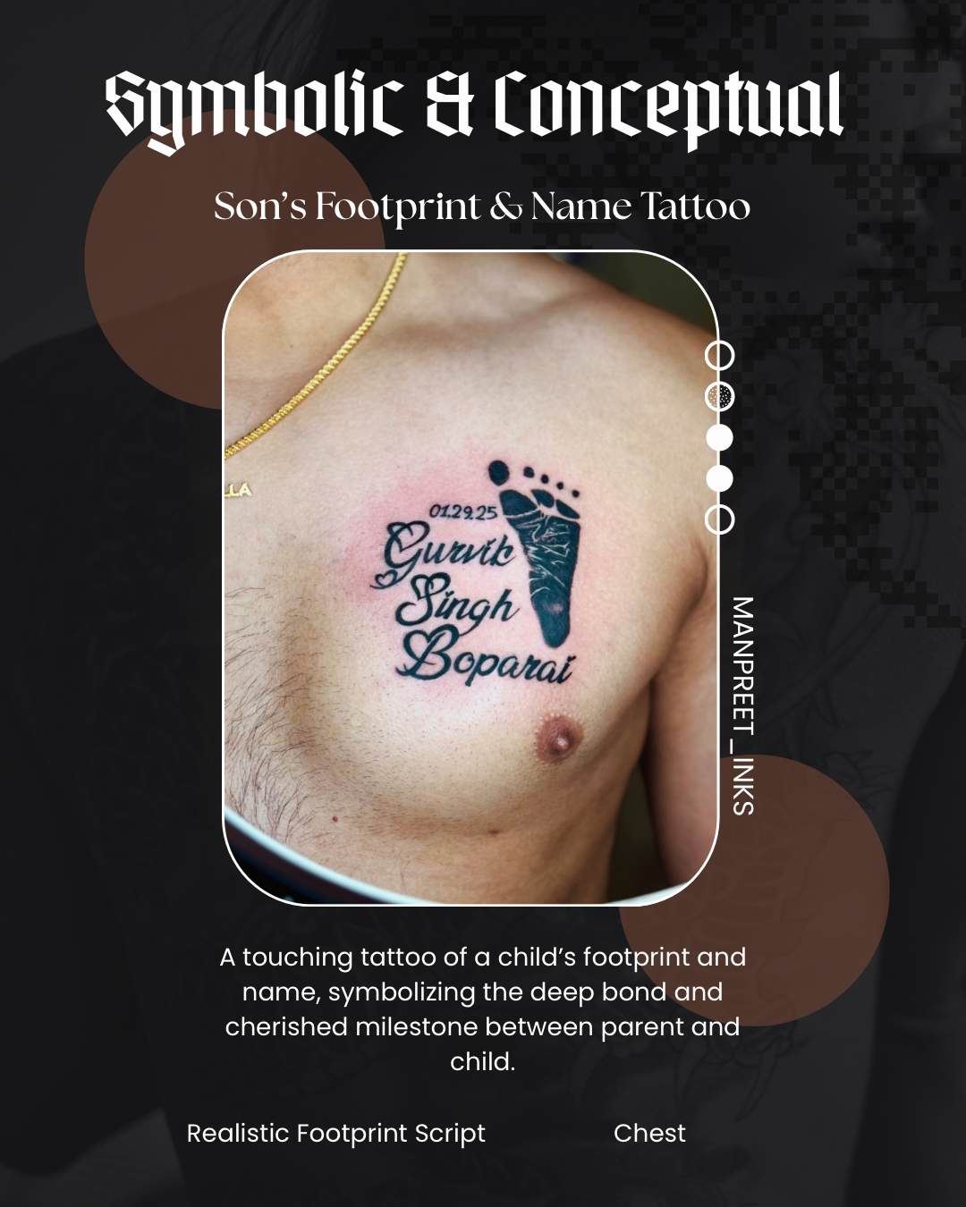 Son's Footprint — Realistic Footprint · Script by Manpreet Inks