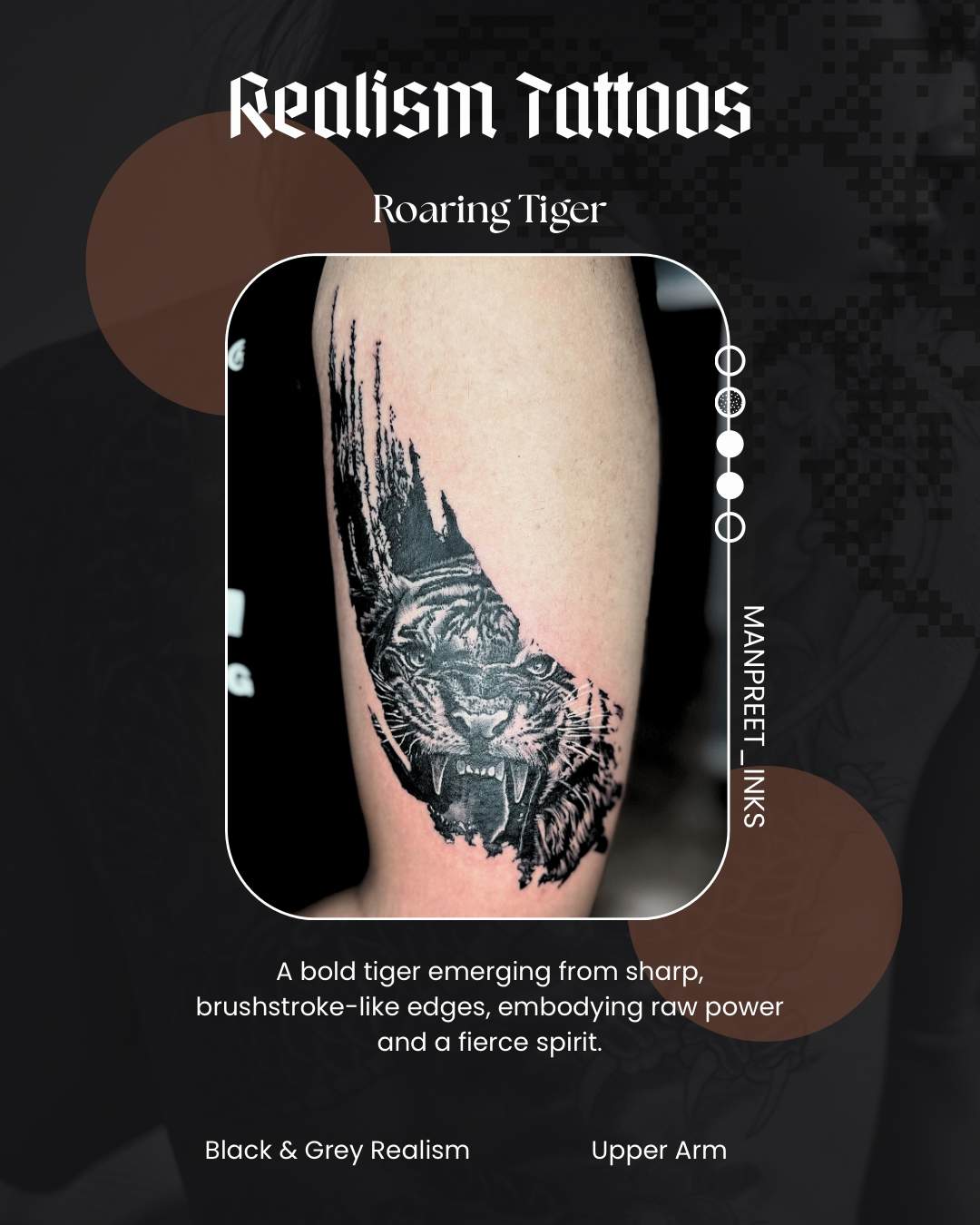 Roaring Tiger — Black & Grey Realism by Manpreet Inks